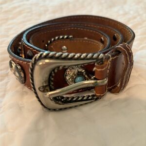 Leather With Turquoise Bling Belt